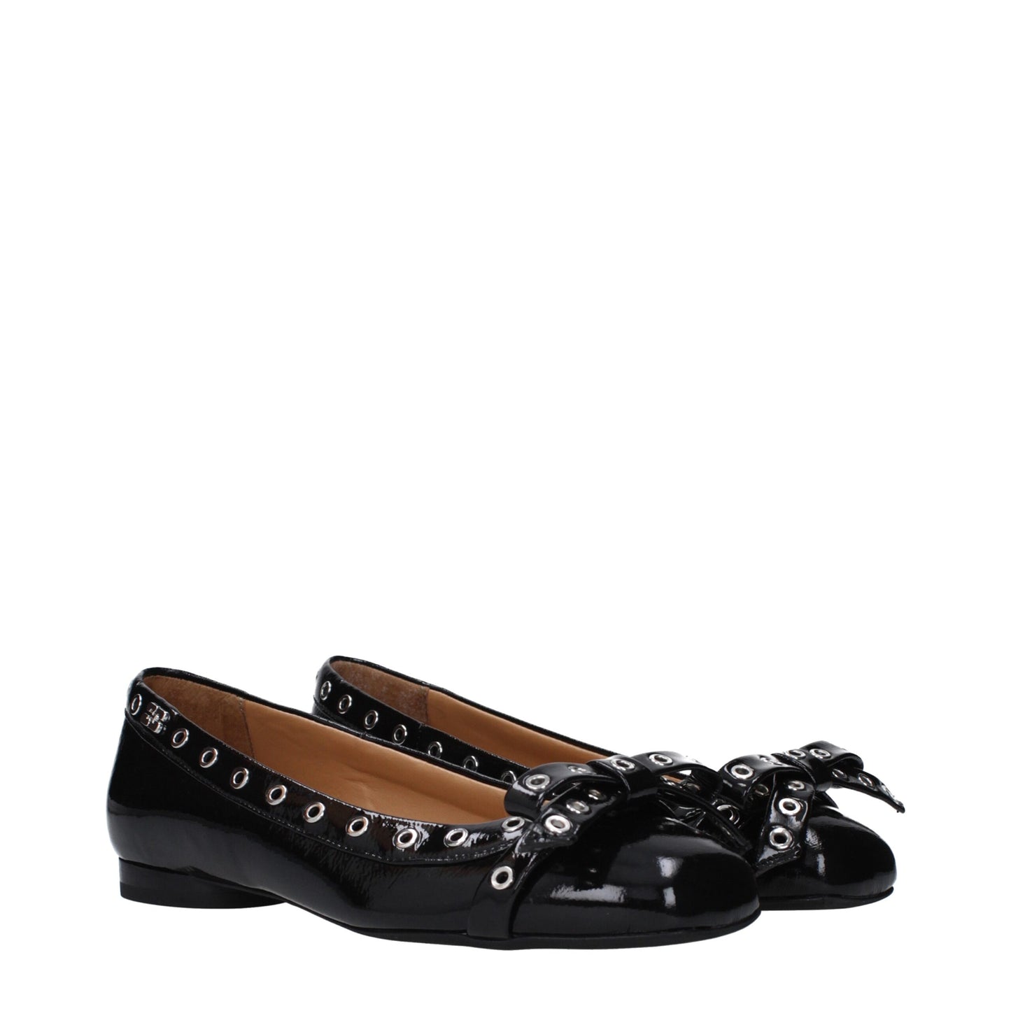 Ganni Black Leather Ballet Flat
