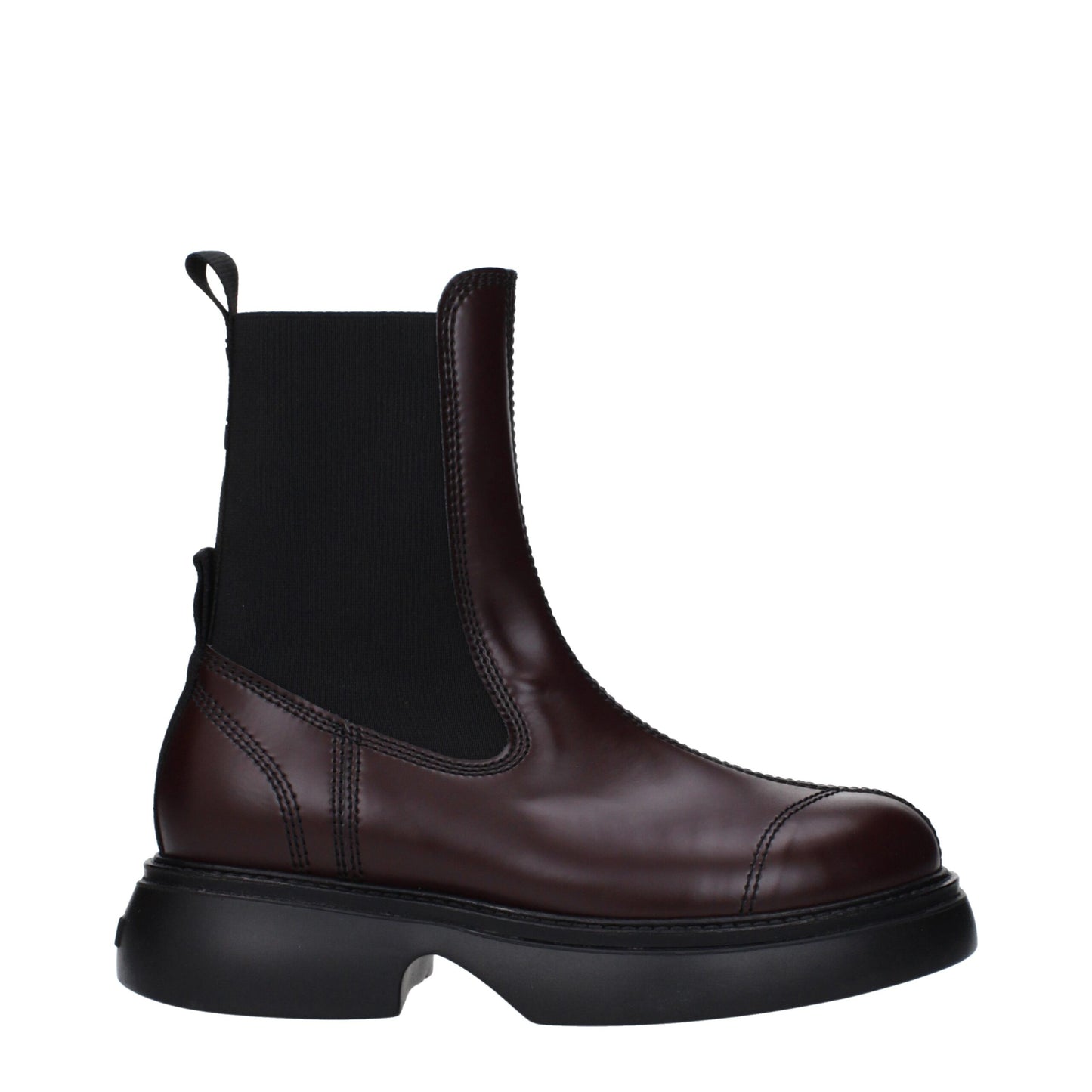Ganni Brown Leather Ankle