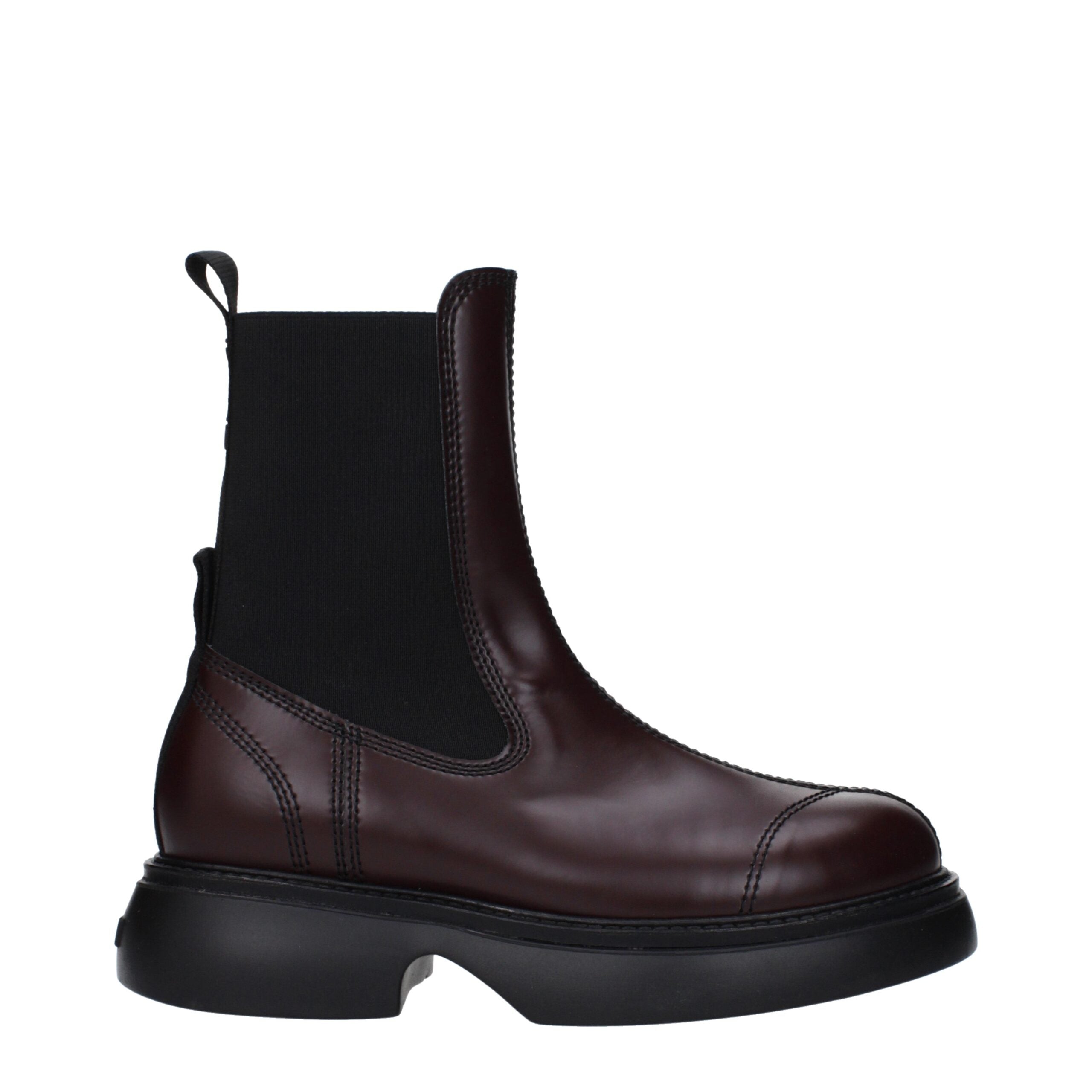 Ganni Brown Leather Ankle