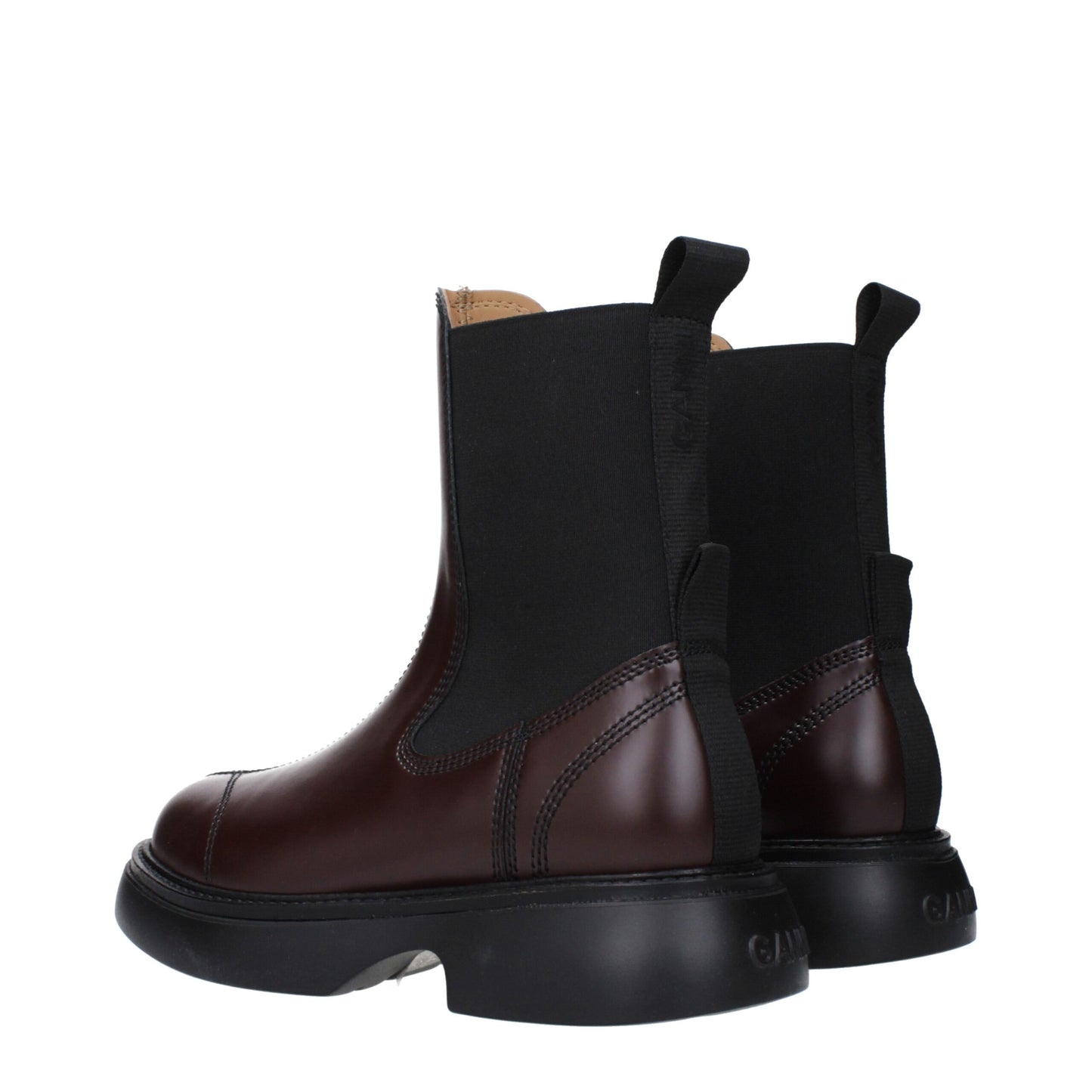 Ganni Brown Leather Ankle