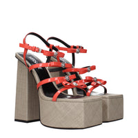 Versace Orange Leather Sandal