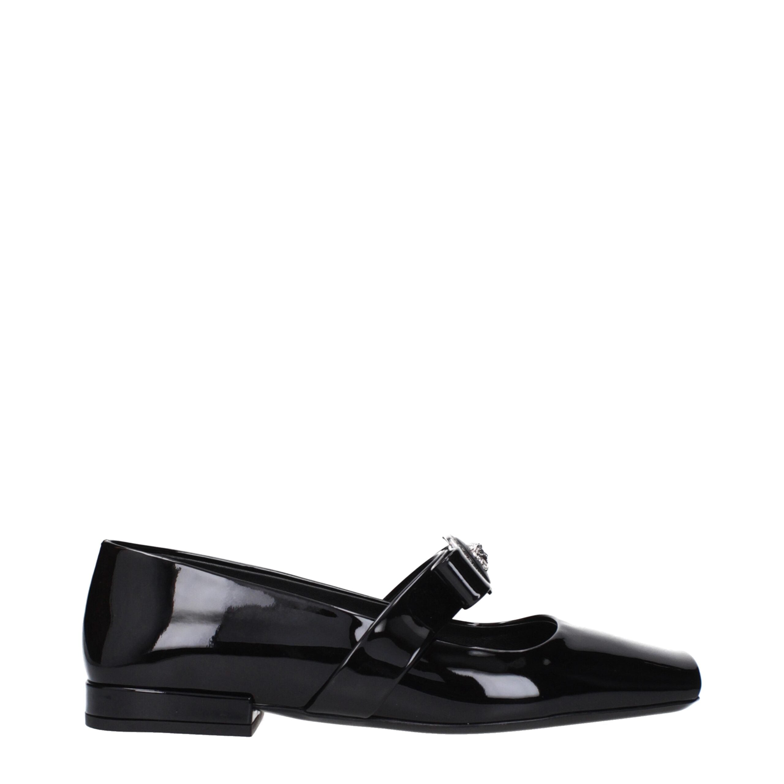 Versace Black Leather Ballet Flat