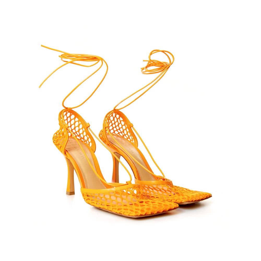 Bottega Veneta Orange Fabric And Leather Sandal