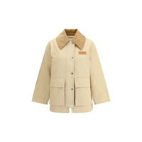 Ganni Cotton Jacket with corduroy collar
