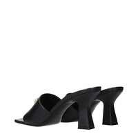 Versace Black Leather Stiletto Heels Sandals