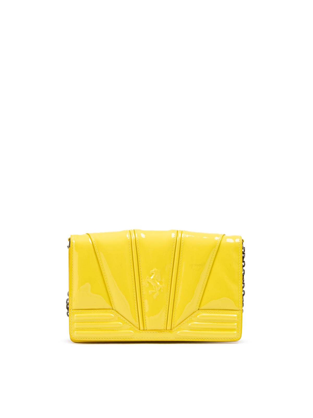 Ferrari Yellow GT patent leather bag with chain
