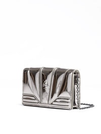 Ferrari Metal Silver GT patent leather bag with chain