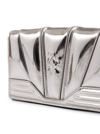 Ferrari Metal Silver GT patent leather bag with chain