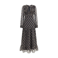 Kristina Ti Silk long Dress with rouches