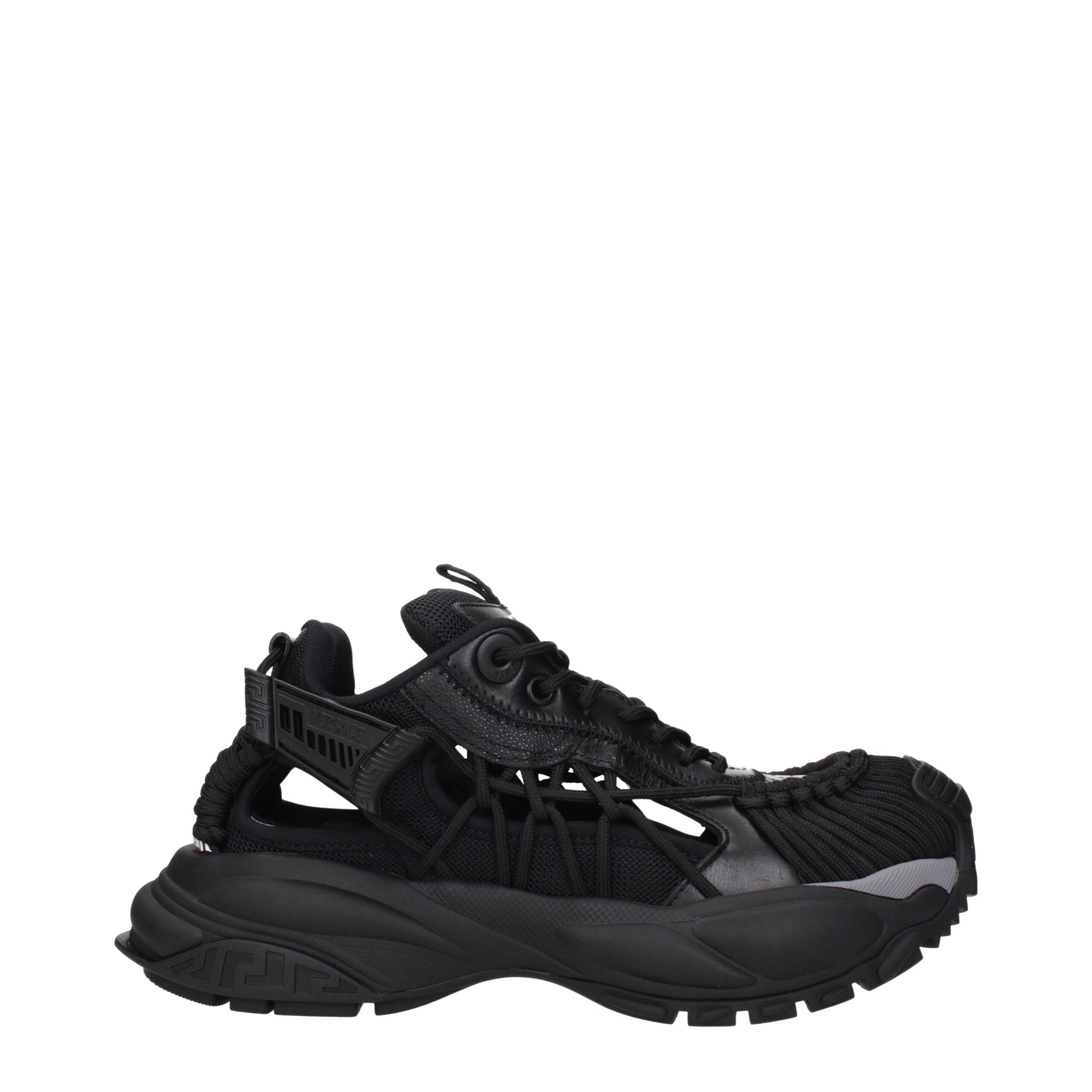 Versace Black Leather Athletic Sneakers