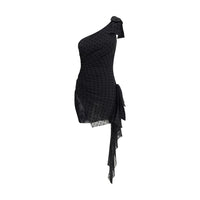 Alessandra Rich Polka-dot one-shoulder Dress
