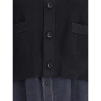 Sacai Cardigan with denim panel