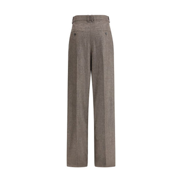 Saint Laurent Wool Herringbone pattern wide leg Pants