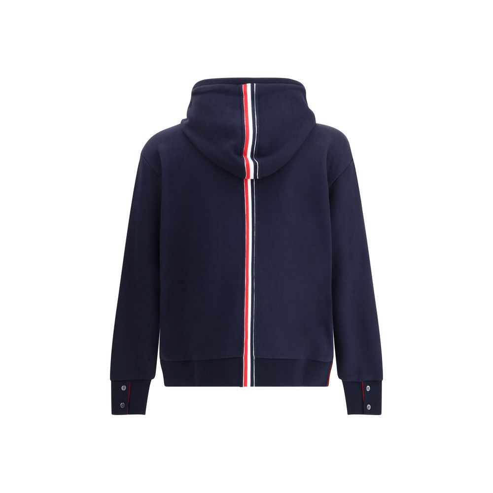 Thom Browne HOODIE ZIP-UP PULLOVER IN CLASSIC LOOPBA