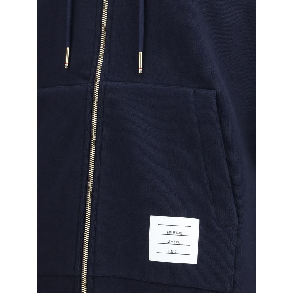 Thom Browne HOODIE ZIP-UP PULLOVER IN CLASSIC LOOPBA