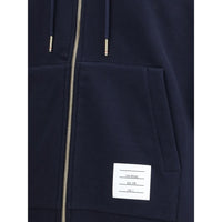 Thom Browne HOODIE ZIP-UP PULLOVER IN CLASSIC LOOPBA