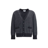 Thom Browne TEXTURED STITCH V NECK CARDIGAN IN WASHE