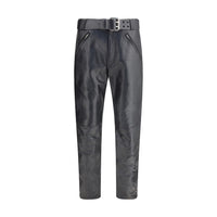 Saint Laurent Hammered leather belted Pants