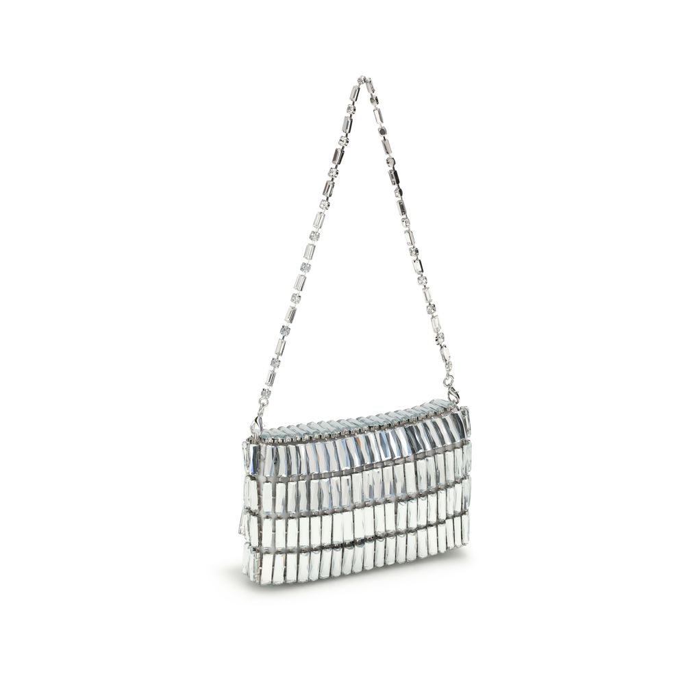 Self-Portrait Silver crystal bow mini Shoulder Bag - Silver handbag with crystal embellishments 