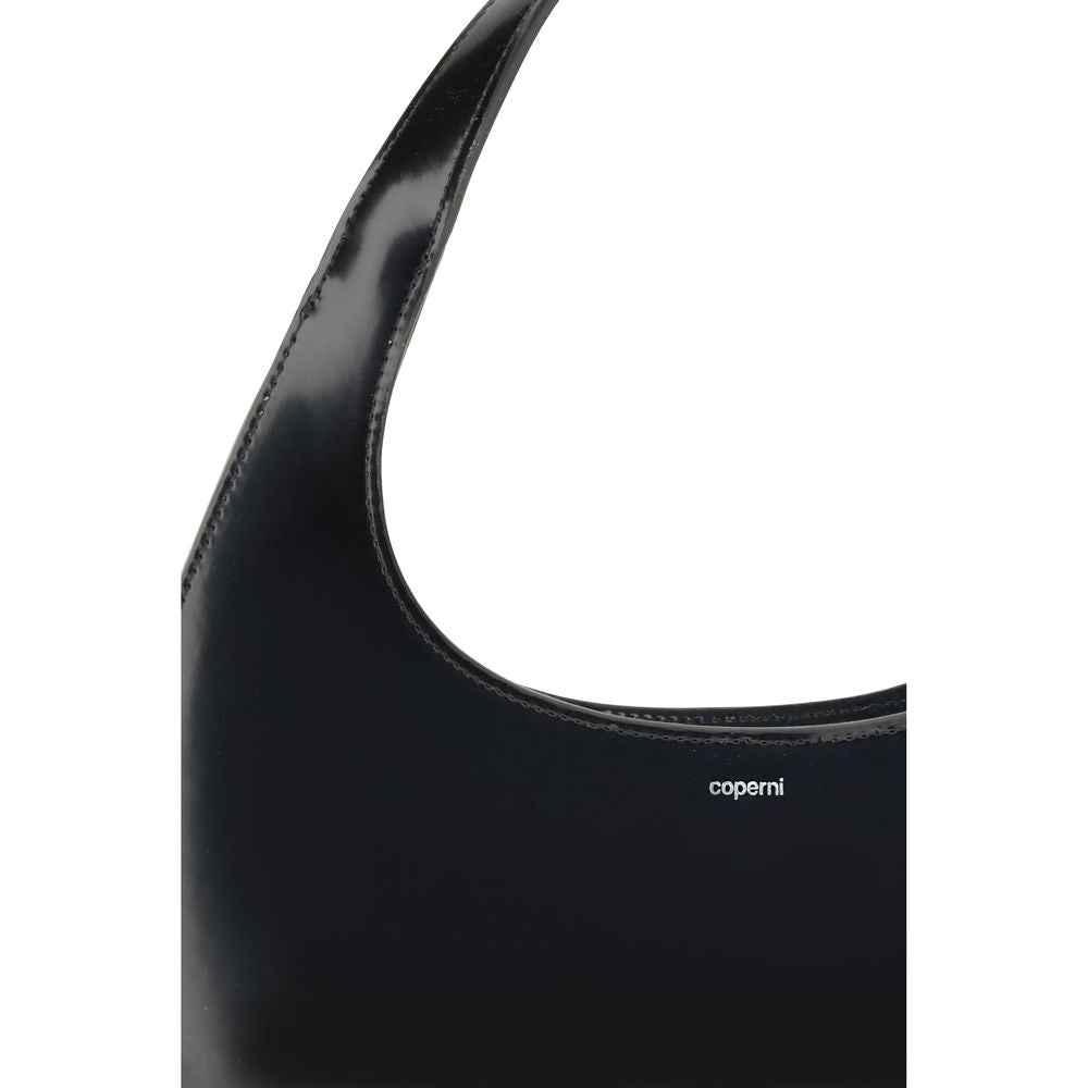 Black handbag with 'copeni' branding on a white background