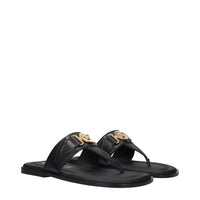 Versace Black Leather Flip-Flop Sandals