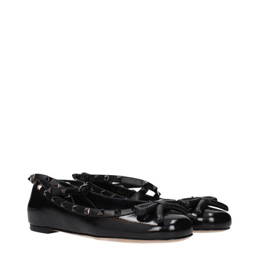 Valentino Garavani Black Leather Ballet Flats