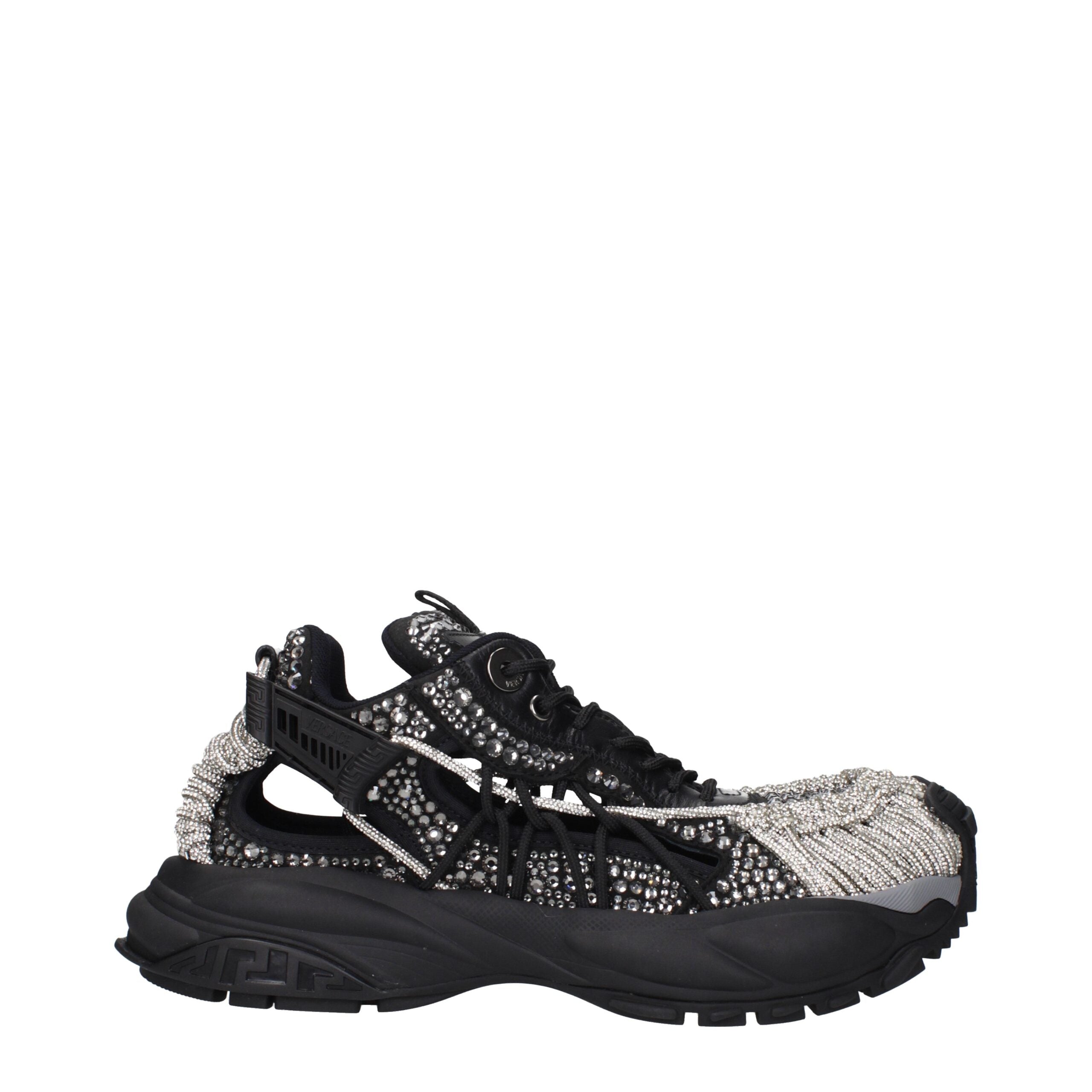 Versace Black Fabric Chunky Sneakers