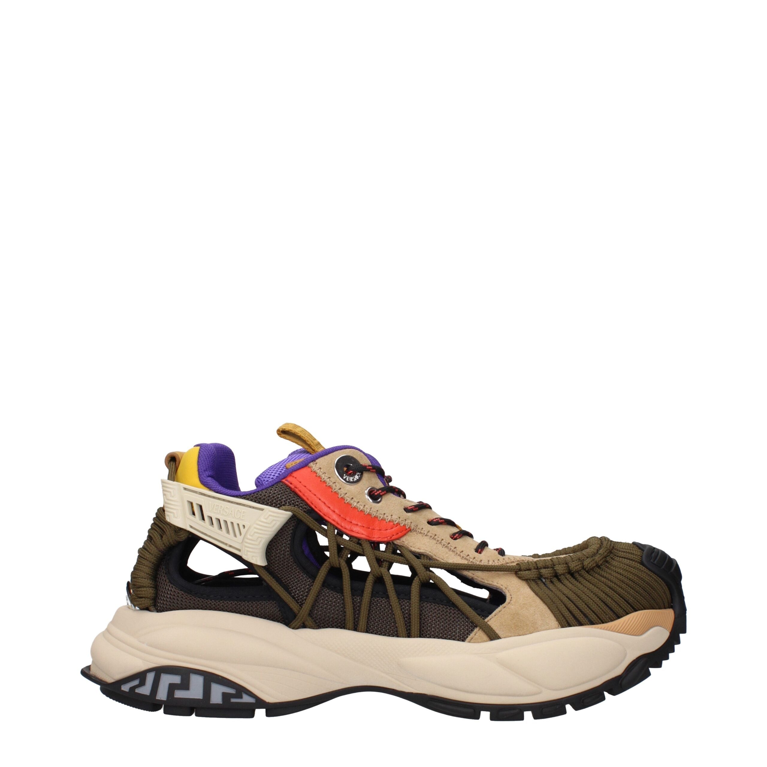 Versace Beige Leather Athletic Sneakers