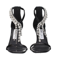 Jimmy Choo Black Leather Stiletto Heels Sandals
