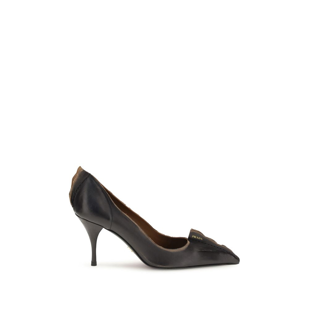 Prada Leather Pumps high-heeled shoe on a white background