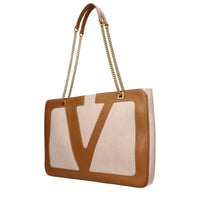 Valentino Garavani Beige Fabric Shoulder Bags