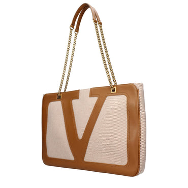 Valentino Garavani Beige Fabric Shoulder Bags