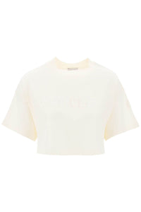 Moncler cropped t-shirt with sequin logo