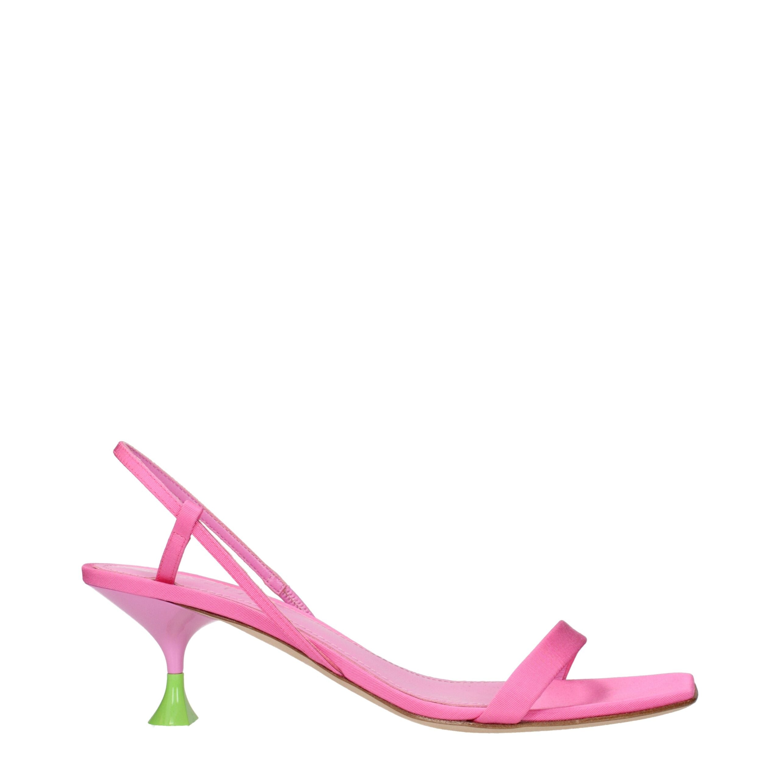 3Juin Pink Fabric Stiletto Heels Sandals