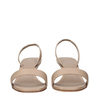 3Juin Beige Leather Flat Sandals