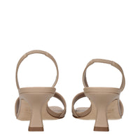 3Juin Beige Leather Flat Sandals