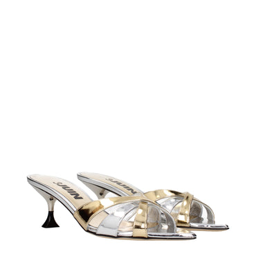 3Juin Gray Leather Stiletto Heels Sandals