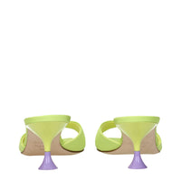3Juin Green Fabric Stiletto Heels Sandals