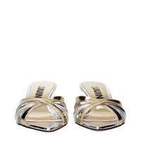 3Juin Gray Leather Stiletto Heels Sandals