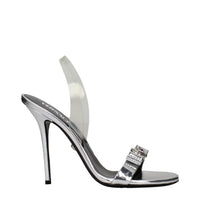 Versace Gray Leather Stiletto Heels Sandals