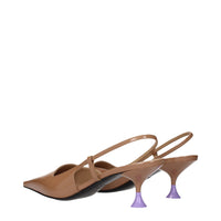 3Juin Brown Leather Mid Heel Pumps