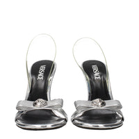 Versace Gray Leather Stiletto Heels Sandals