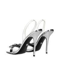 Versace Gray Leather Stiletto Heels Sandals