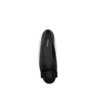 Ferragamo Black Calf Leather Bos Taurus Ballet Flats