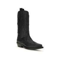 Ganni MID SHAFT EMBROIDERED WESTERN BOOT