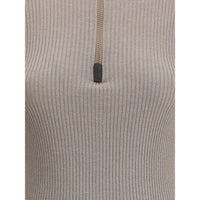 Brunello Cucinelli Zipped high neck Top
