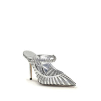 Jimmy Choo BING 100 GDJ - Silver high-heeled shoe with decorative elements on a white background
