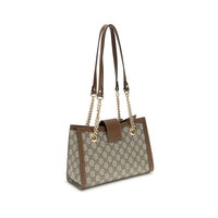 Gucci Padlock Tote Bag - Designer handbag with brown and beige color scheme on a white background