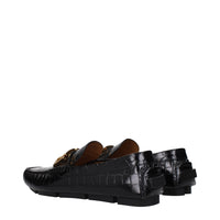 Versace Black Leather Slip-On Loafers