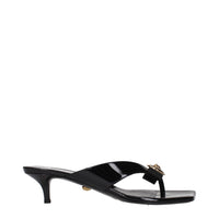 Versace Black Leather Stiletto Heels Sandals